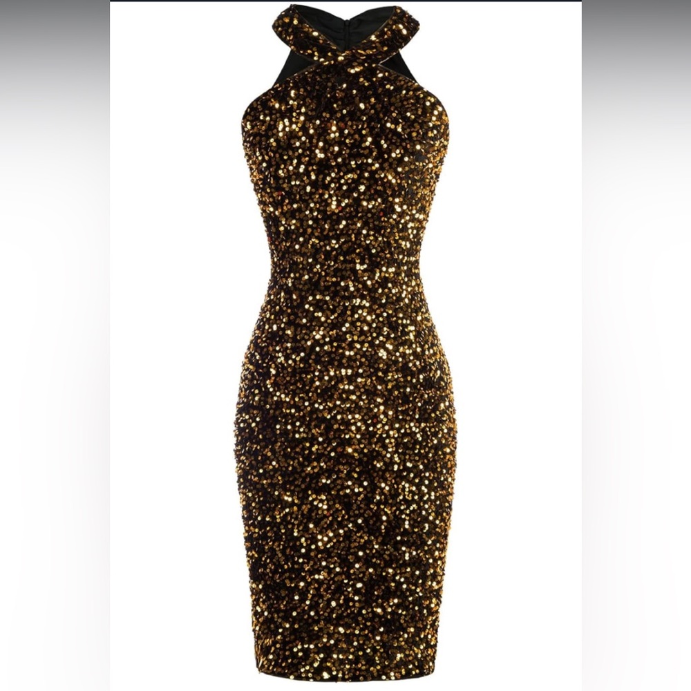 Grace Karin Black and Gold Strapless Dress - Picture 2 of 9